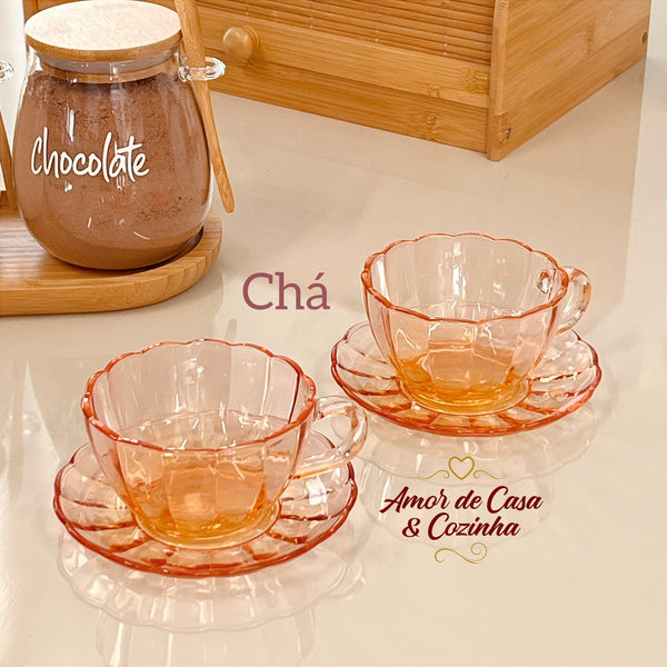 CONJUNTO XÍCARAS DE CAFÉ OU CHÁ DE VIDRO PEACK 6 UN