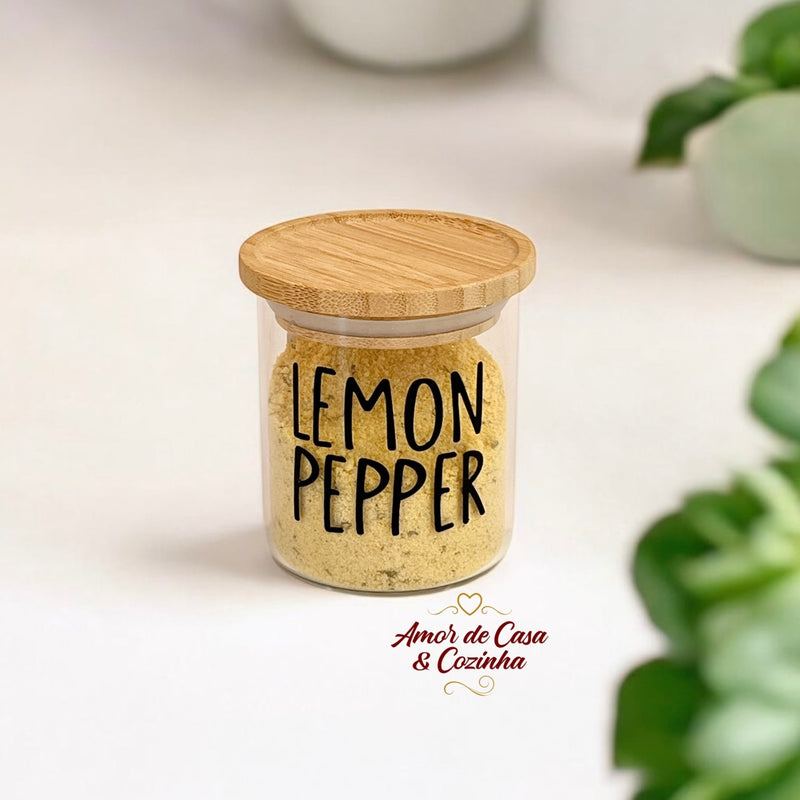 ESCOLHA SEUS TEMPEROS POTE EMPILHÁVEL DE BAMBU 200ML